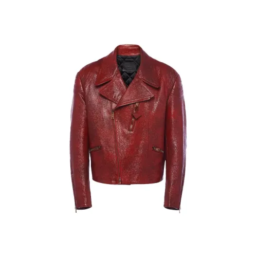 PRADA Leather Jackets Men Red