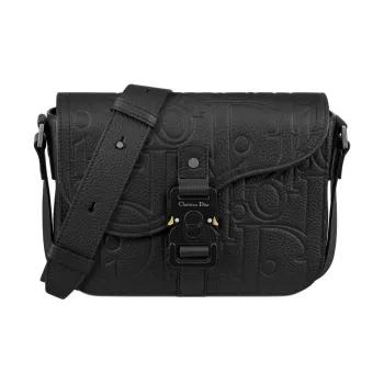 DIOR Grained Calfskin Crossbody Bag Small Size Women's Black