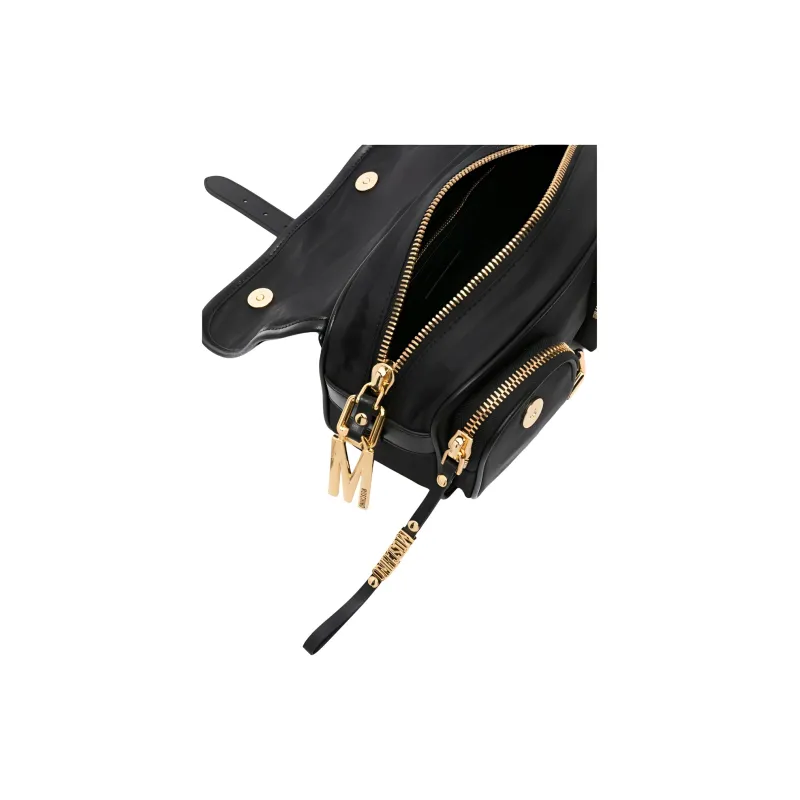 MOSCHINO Cotton And Polyurethane Messenger Bag Shoulder Bag Crossbody Bag Women's Black-2