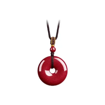 Artisan Lock Heart Jade Reconstructed Cinnabar Necklaces Unisex