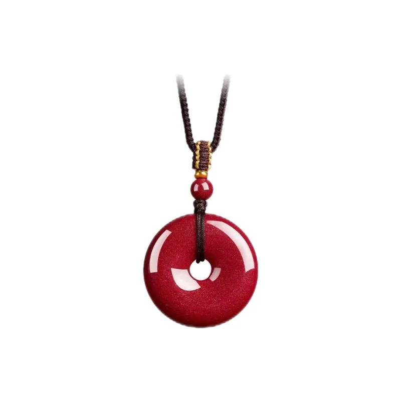 Artisan Lock Heart Jade Reconstructed Cinnabar Necklaces Unisex-0