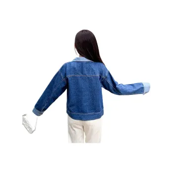 Flowers In Water Denim Jacket Women's Blue