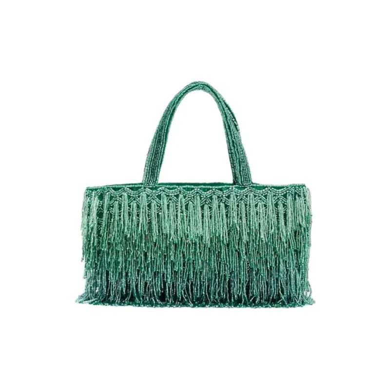 ZARA Polyester One Shoulder Handbag Medium Size Women's Green-0