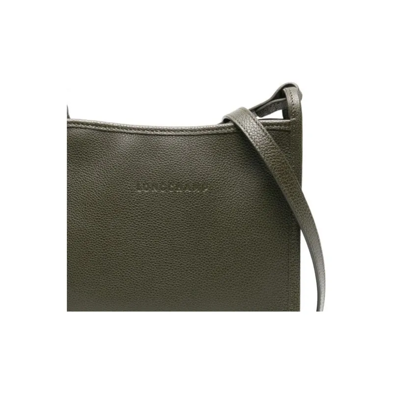 LONGCHAMP Le Foulonné Cow Leather Shoulder Bag Crossbody Bag Medium Size Women's Khaki-2