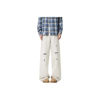 BRYAN JIMENEZ Jeans Unisex Blue Yarn White