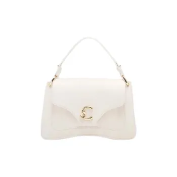 COCCINELLE C me Grain Leather Shoulder Bag, Crossbody Bag, Handbag Medium Size Women's White