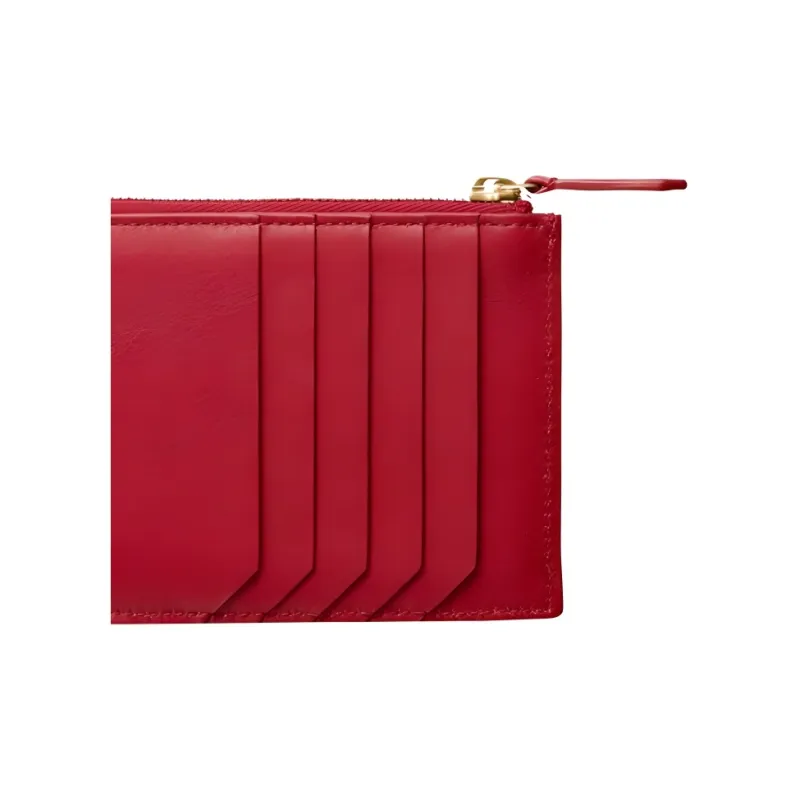 CARTIER GUIRLANDE Cow Leather Card Holder Women's Red-3