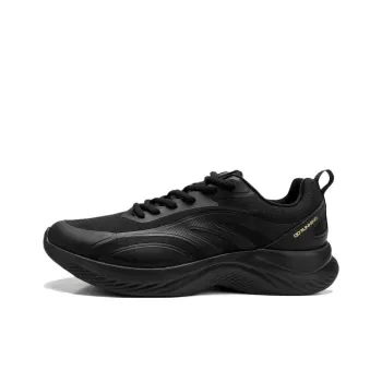 QIAODAN Anti Slip Wear Resistant Low Top Casual Sprint Running Shoes Men's Black Gold
