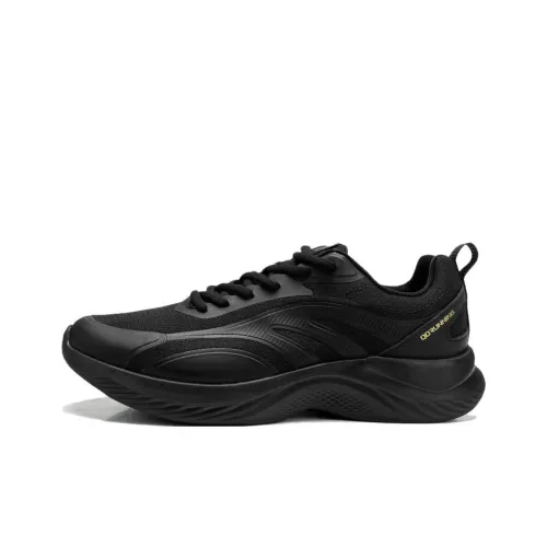 QIAODAN Anti Slip Wear Resistant Low Top Casual Sprint Running Shoes Men's Black Gold