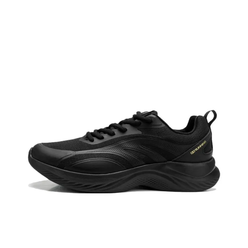 QIAODAN Anti Slip Wear Resistant Low Top Casual Sprint Running Shoes Men's Black Gold-0