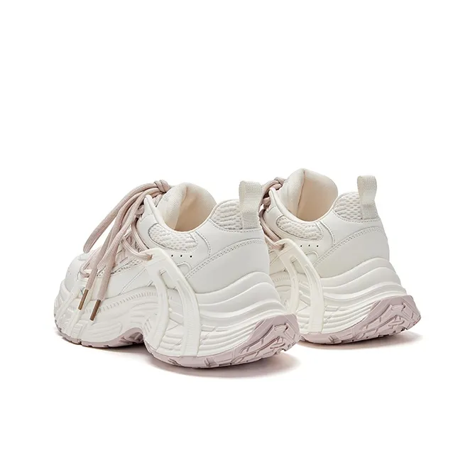 HR Slip Resistant Low Top Chunky Sneakers Women's Beige Purple-3