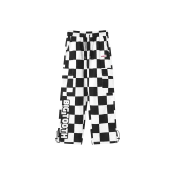 BIRDTALK Cargo Pants Unisex Black White Plaid
