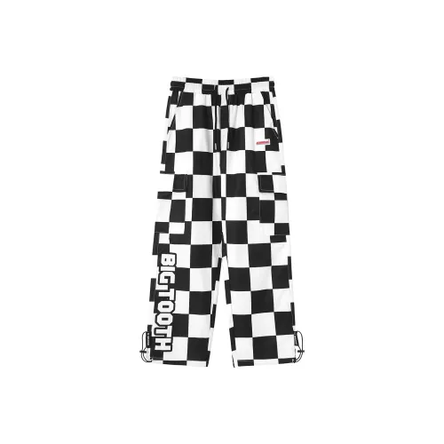 BIRDTALK Cargo Pants Unisex Black White Plaid