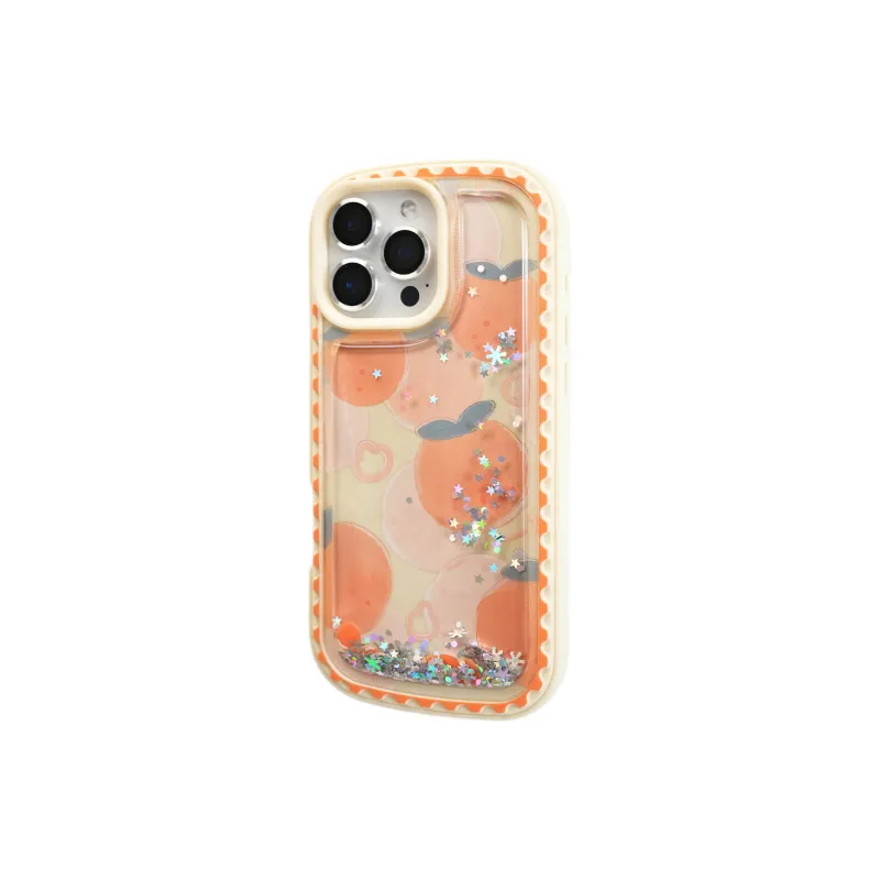Wei Xin TPU Material Star Sand Glitter Orange Phone Cases Compatible With IPhone 16/15 Pro Max/Apple 13/14 Pro/Max-4