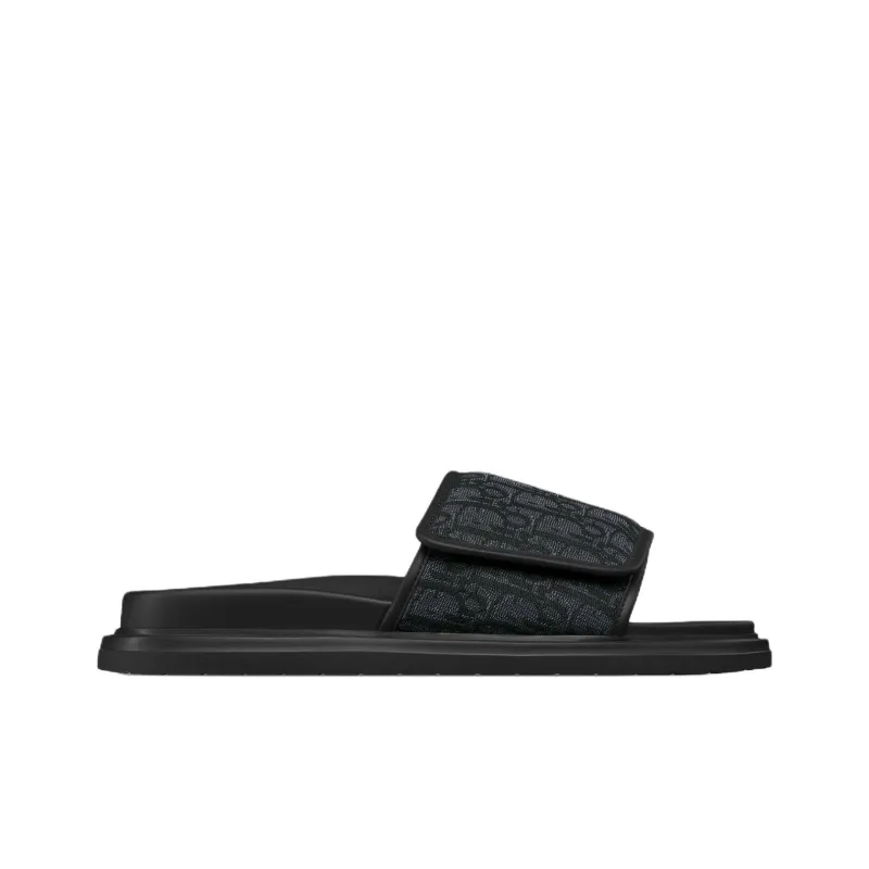 DIOR Aqua Rubber Sole Quiet Slide Slippers Men's Black-1