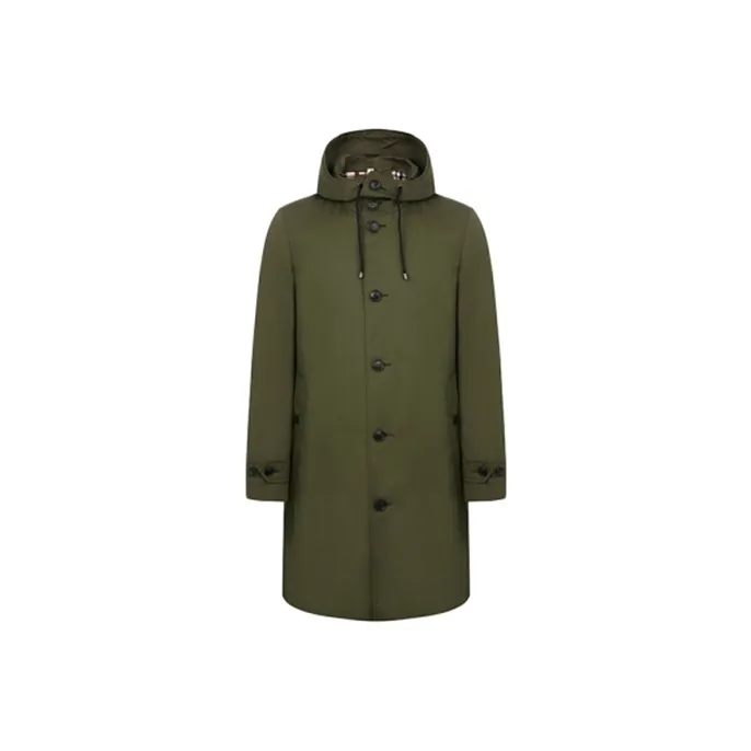 Burberry Trench Coats Men Army Green-0