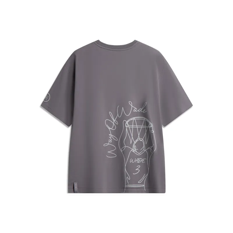 LiNing Basketball Collection T Shirt Men's Carbon Gray Purple-1