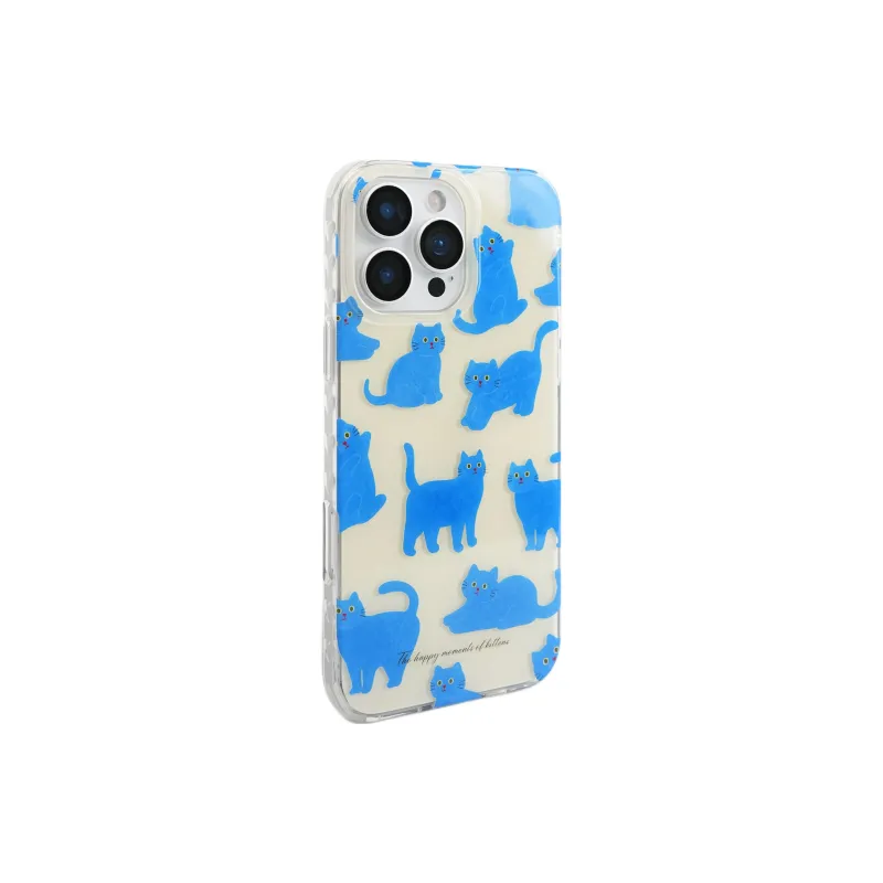 Wei Xin Acrylic Material All Over Blue Kitten Phone Cases Compatible With IPhone 16/15 Pro Max/Apple 13/14 Pro/Max-1