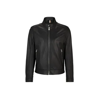 HUGO BOSS Zipped Leather Biker Jacket
