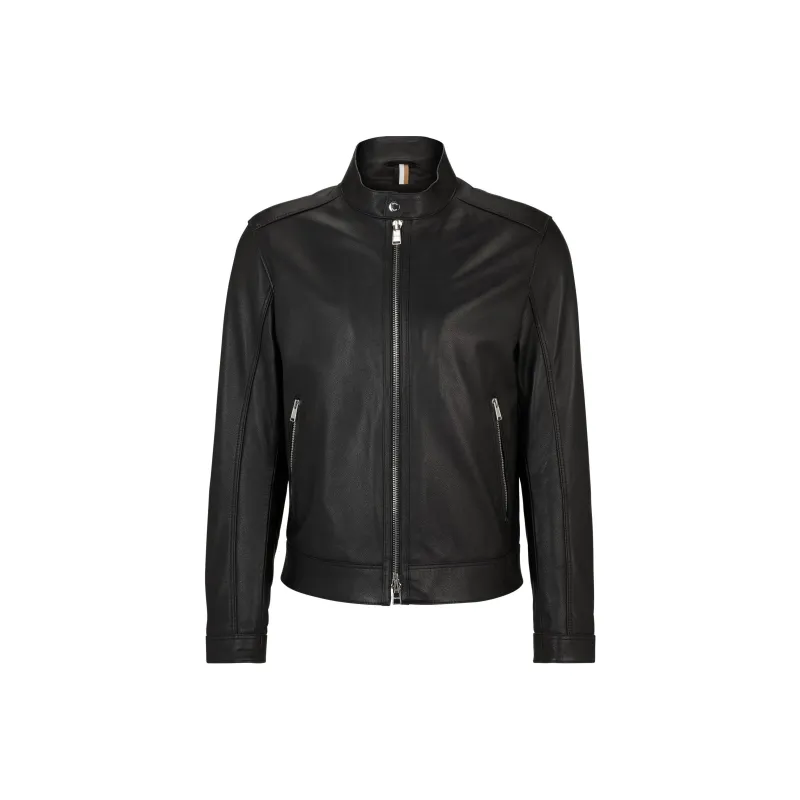 HUGO BOSS Zipped Leather Biker Jacket-0