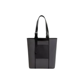 HERMES Etriviere Pocket Goeland Canvas With Hunter Leather And Swift Calfskin One Shoulder Handbag Men's Gray & Black