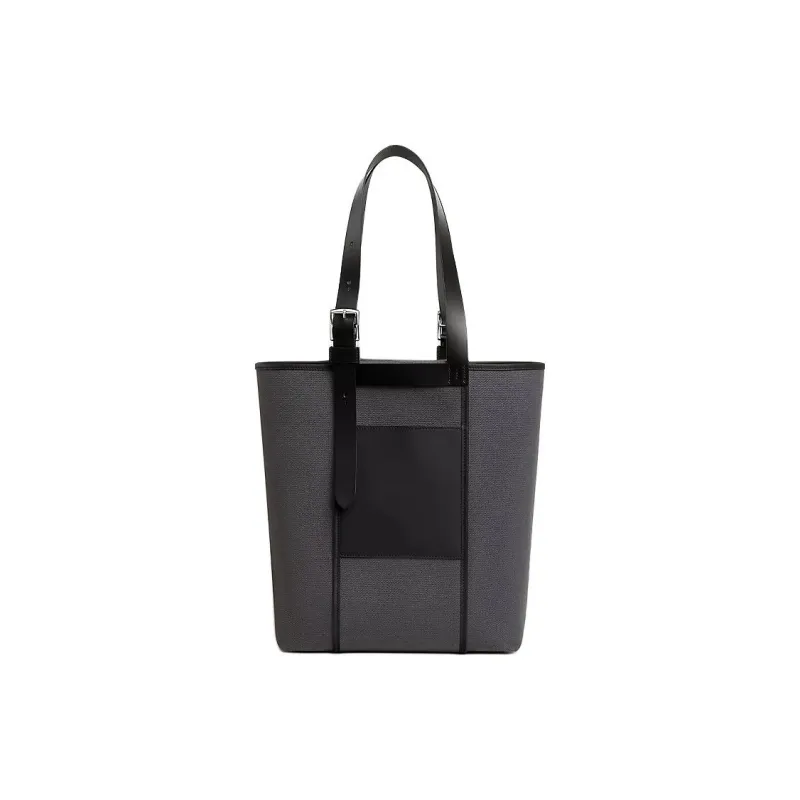 HERMES Etriviere Pocket Goeland Canvas With Hunter Leather And Swift Calfskin One Shoulder Handbag Men's Gray & Black-0