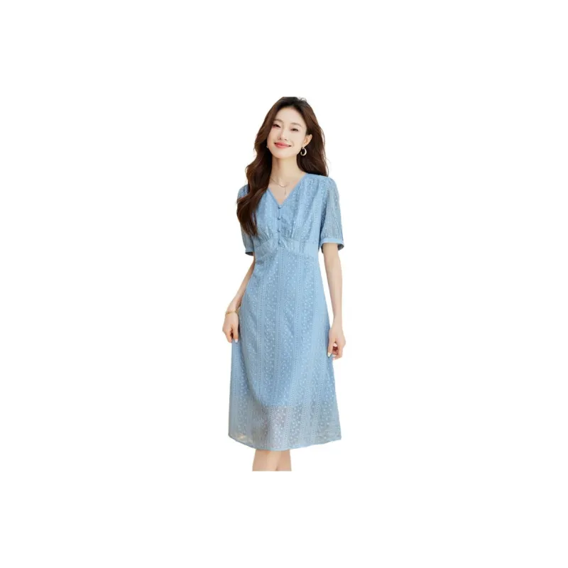 PIERRE CARDIN Short Sleeved Dress Women's Dusty Blue-1
