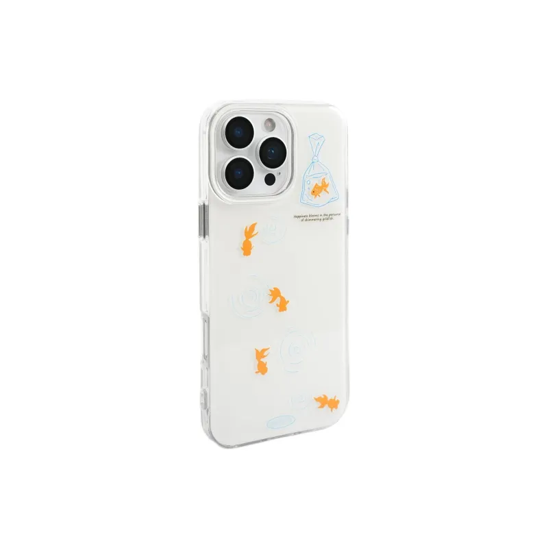 Sopi Acrylic Material Line Water Ripple Goldfish Phone Cases Compatible With IPhone 16/15 Pro Max/Apple 13/14 Pro/Max-1