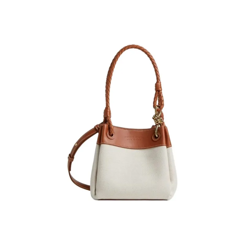 Bottega Veneta Parachute Canvas With Leather Crossbody Handbag, Shoulder Bag Trumpets Women's Natural/Light Wood Color-0