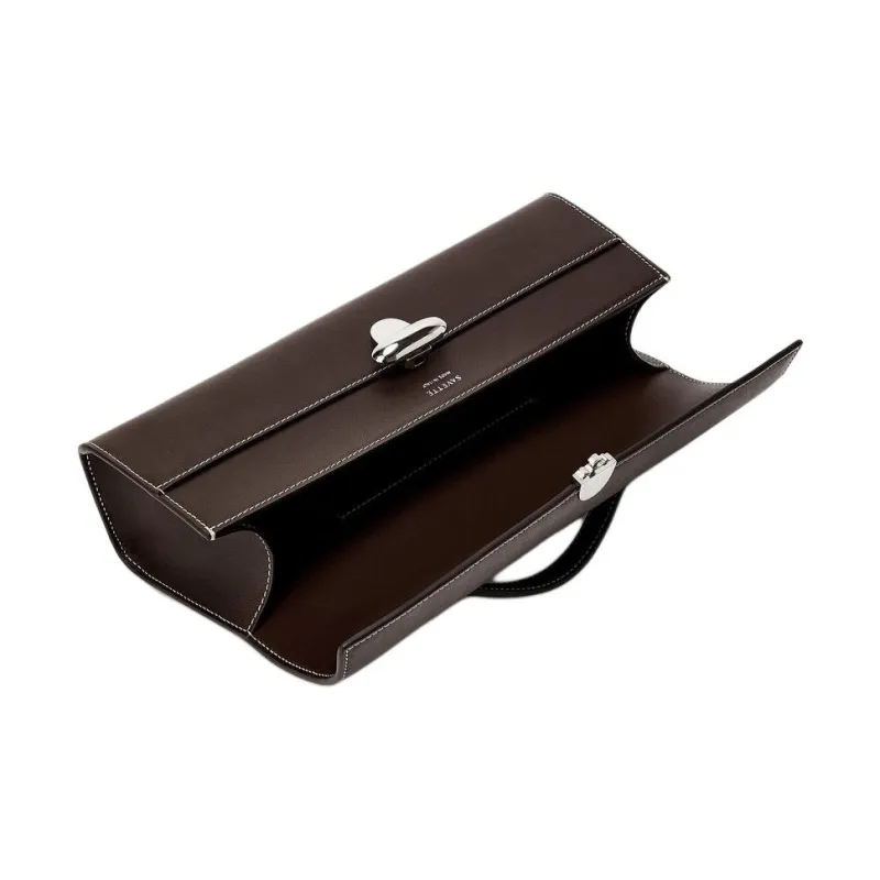 SAVETTE Cow Leather Handbag Regular Women's Dark Brown-3