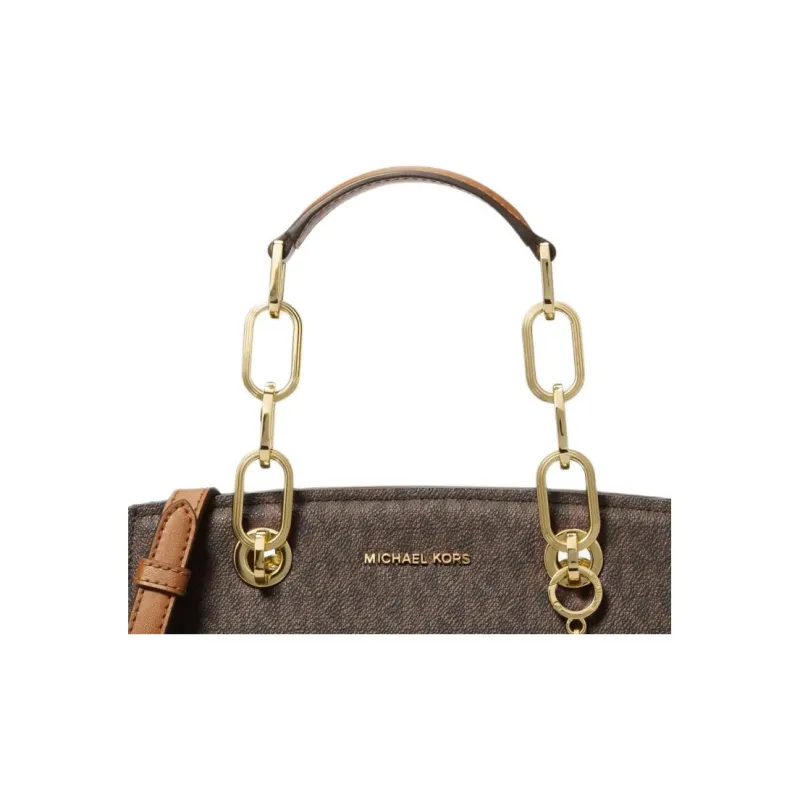 MICHAEL KORS Cynthia Artificial Leather Shoulder Bag Crossbody Bag Handbag Small Size Women's Dark Brown & Acorn Brown-4
