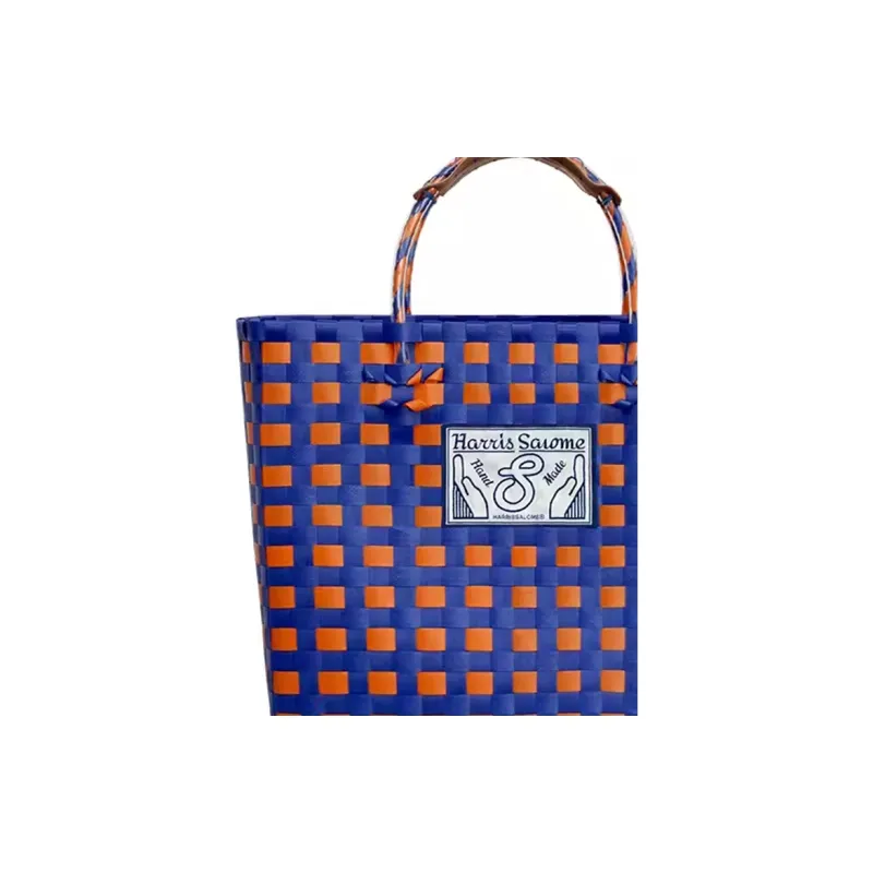 Harris Salome Polypropylene PP Tote Bag Shopping Bag Shoulder Bag Handbag Medium Size Women's Orange Blue-2