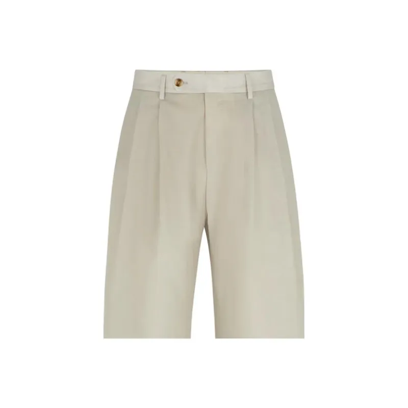 HUGO BOSS SS24 Relaxed-Fit Trousers In Virgin Wool Casual Pants Men's Light Beige-2