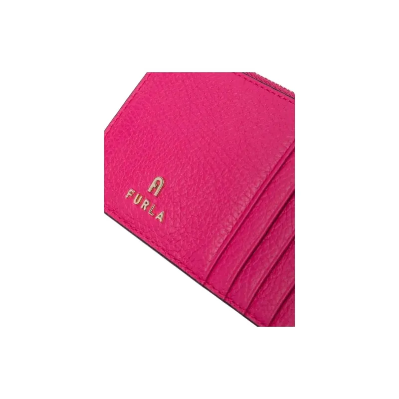 Furla Calfskin Card Clip Card Holder Women's Flamingo Pink-4