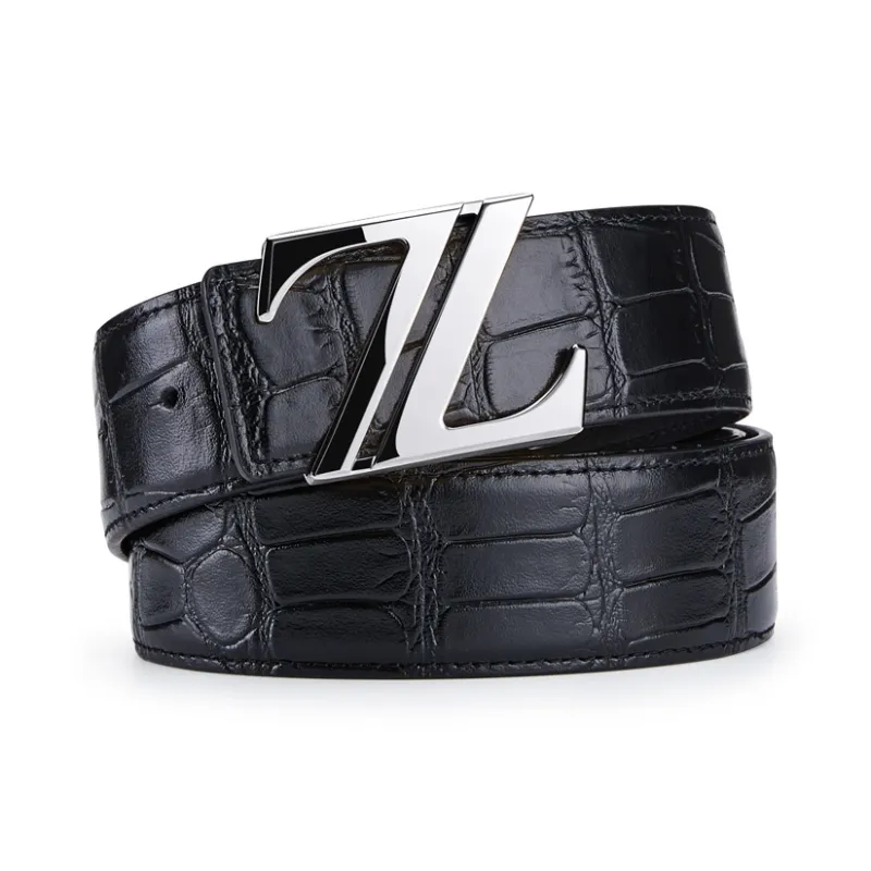 Jeccieziio Cow Leather Belts Men's Gunmetal Silver Gold Width 3.8cm Gift Box Set-14