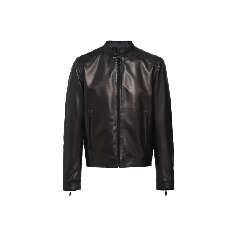 PRADA Leather Jackets Men Black-0