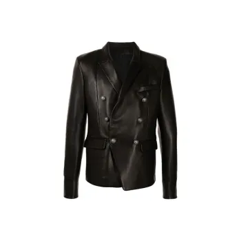 BALMAIN Leather Jackets Men Black