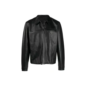 PRADA Leather Jackets Men Black