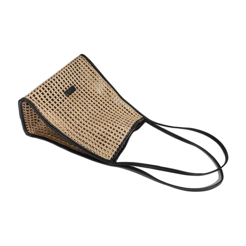 ZARA Raffia Tote Bag, Shopping Bag, Shoulder Bag Medium Size Women's Khaki-4