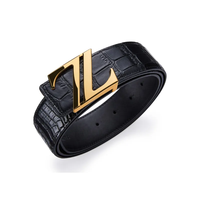Jeccieziio Cow Leather Belts Men's Gunmetal Silver Gold Width 3.8cm Gift Box Set-7