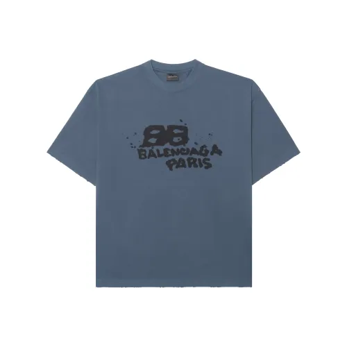 Balenciaga HAND DRAWN BB ICON SS23 T Shirt Regular Fit Men's Washed Blue/Black