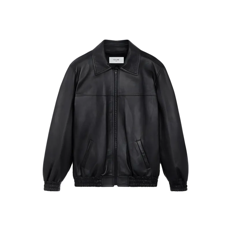 CELINE Leather Jacket Coat Men's Black-0