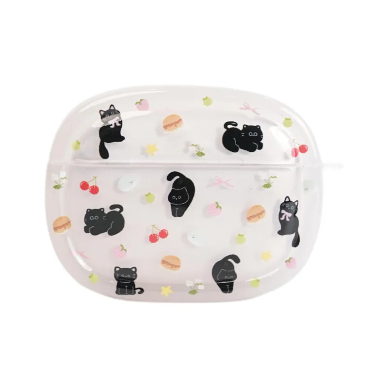 Wei Xin Compatibility With Apple AirPods 4/2/3/4th Generation/AirPods Pro/Pro 2 TPU Cake Cherry Kitten Headphone Cases-1