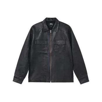 Stussy Leather Jackets Men Black