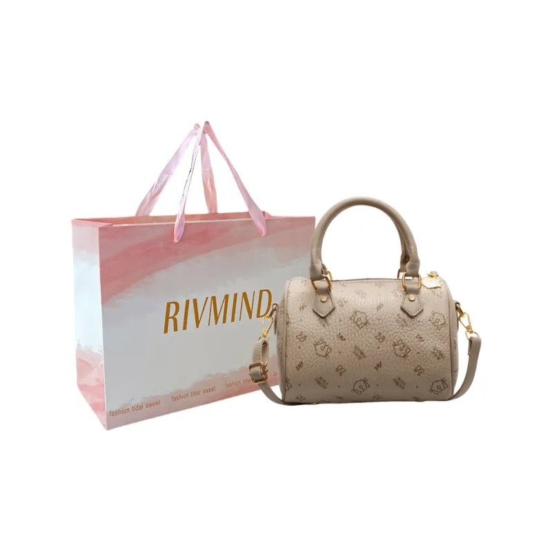 RIVMIND PU Handbag Women's White/Pink/Black/Coffee-0