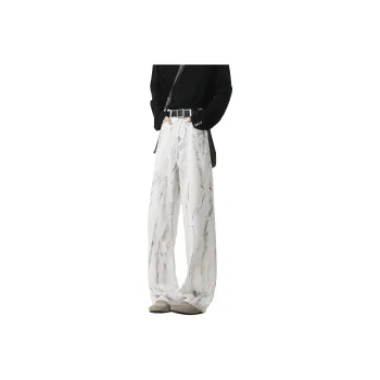 HOKLV Jeans Unisex Dirty White