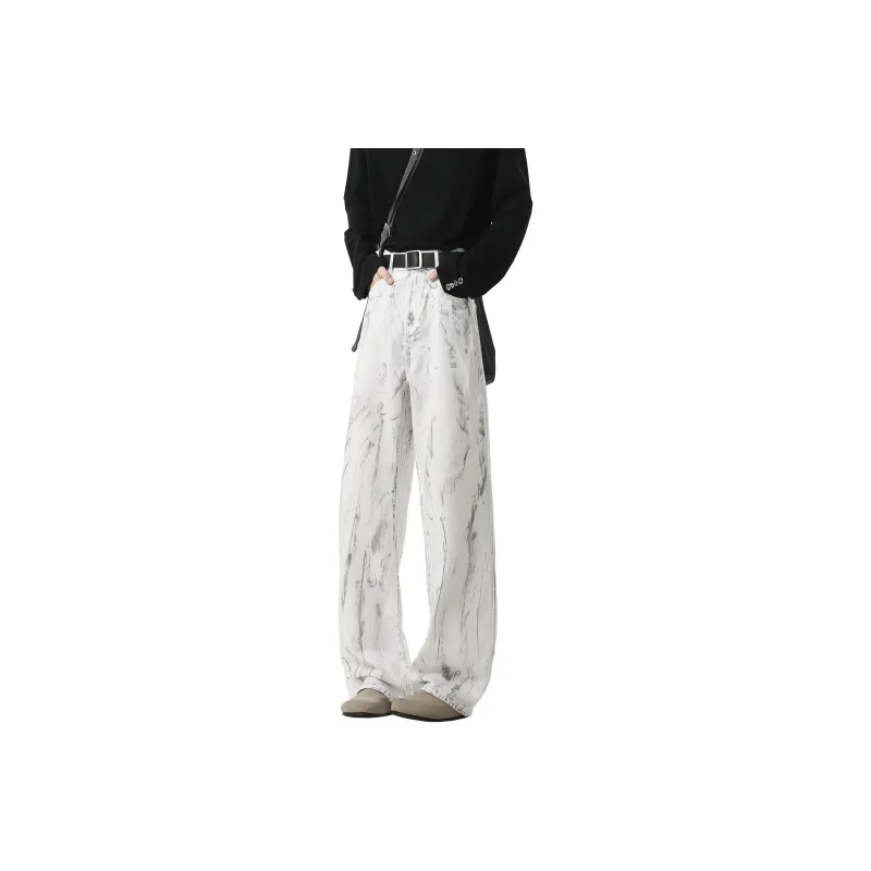 HOKLV Jeans Unisex Dirty White-0