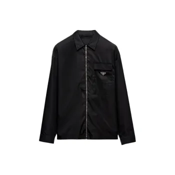 PRADA Logo Plaque Zip Up Shirt
