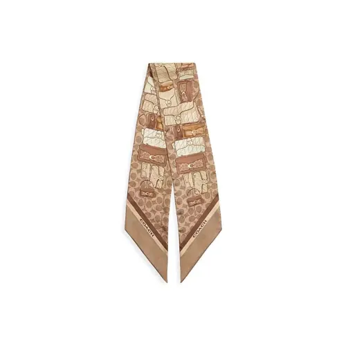 COACH Silk Scarves Women's Khaki