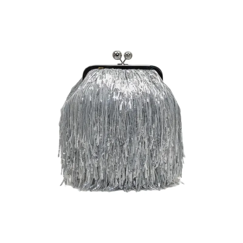 WEEKEND MaxMara Polyester One Shoulder Clutch Women's Silver-2